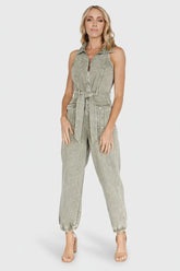 Zahara Sleeveless Jumpsuit | Washed Olive