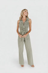 Zahara Sleeveless Jumpsuit | Washed Olive