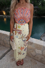 Shell Embellished Midi Dress-Sunlit