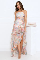 Secret Garden Chic Strapless Maxi Dress Print