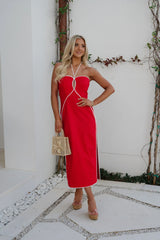 Leon Halter Midi Dress-Red