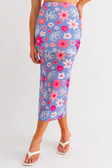 Malibu Blooms Midi Skirt - Medium
