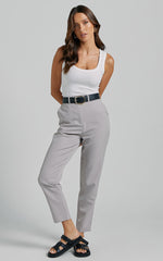 Hermie Pants - High Waisted Cropped Tailored Pants in Grey
