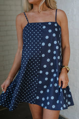 Mixed Polka Dot Mini Dress-Midnight