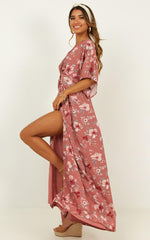 Sitting Pretty Maxi Dress - Short Sleeve Button Down Dress in Rose Floral