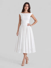 Exquisite Boat Neck Fil-Coupé Maxi Dress