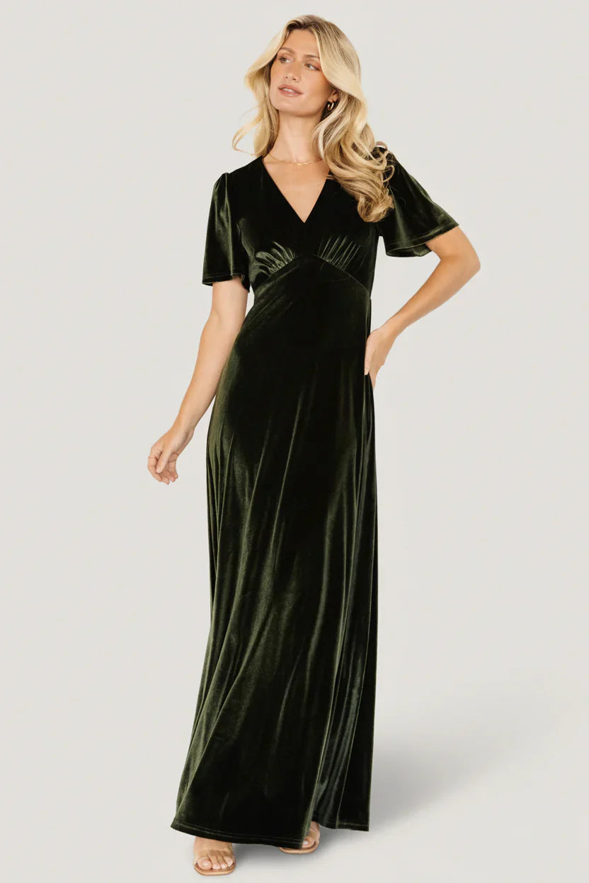 Vivian Velvet Maxi Dress | Olive
