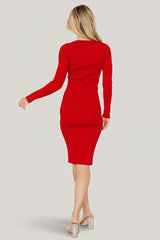 Mavis Ribbed Midi Dress | Red