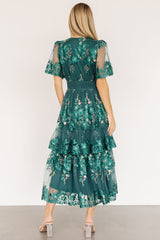 Lotte Embroidered Midi Dress | Emerald