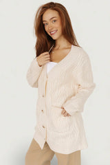 Alberta Cable Knit Cardigan | Cream