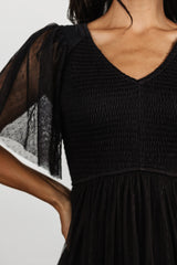 Martha Smocked Tulle Dress | Black