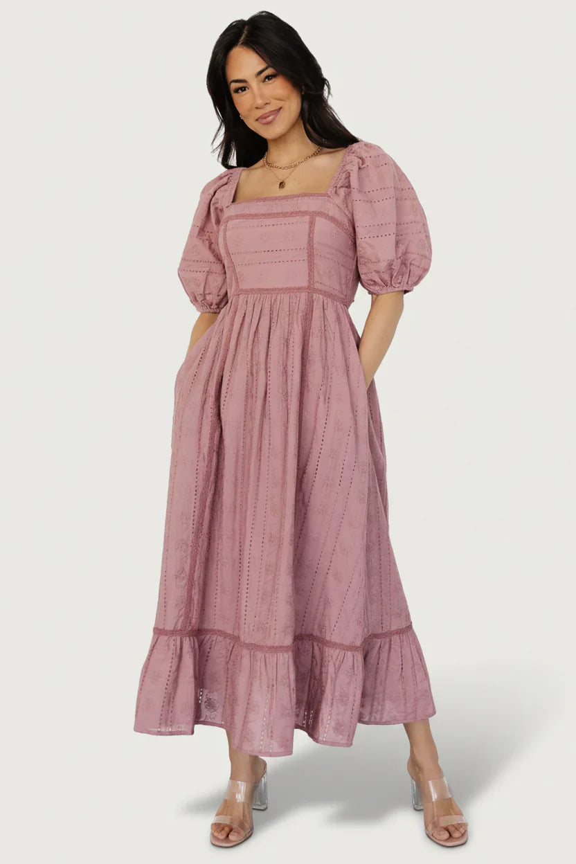 Delaney Eyelet Dress | Dusty Mauve
