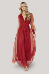 Layla Tulle Maxi Dress | Terracotta