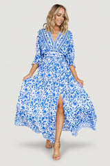 Watson Kimono Maxi Dress | Blue + White