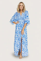 Watson Kimono Maxi Dress | Blue + White