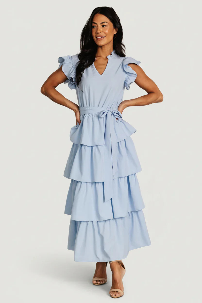 Chrysanthi Tiered Dress | Light Blue