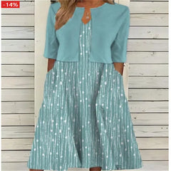 Elise | Floral Two-Piece Midi Dress - Elegant Bloom Print