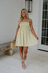Julie Polka Dot Babydoll Dress-Butter Yellow