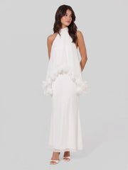 Halter Cape Gown With Finesse Floral Trim