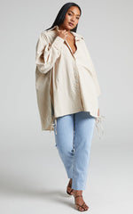 Kalpena Shirt - Ruched Side Oversized Shirt in Beige