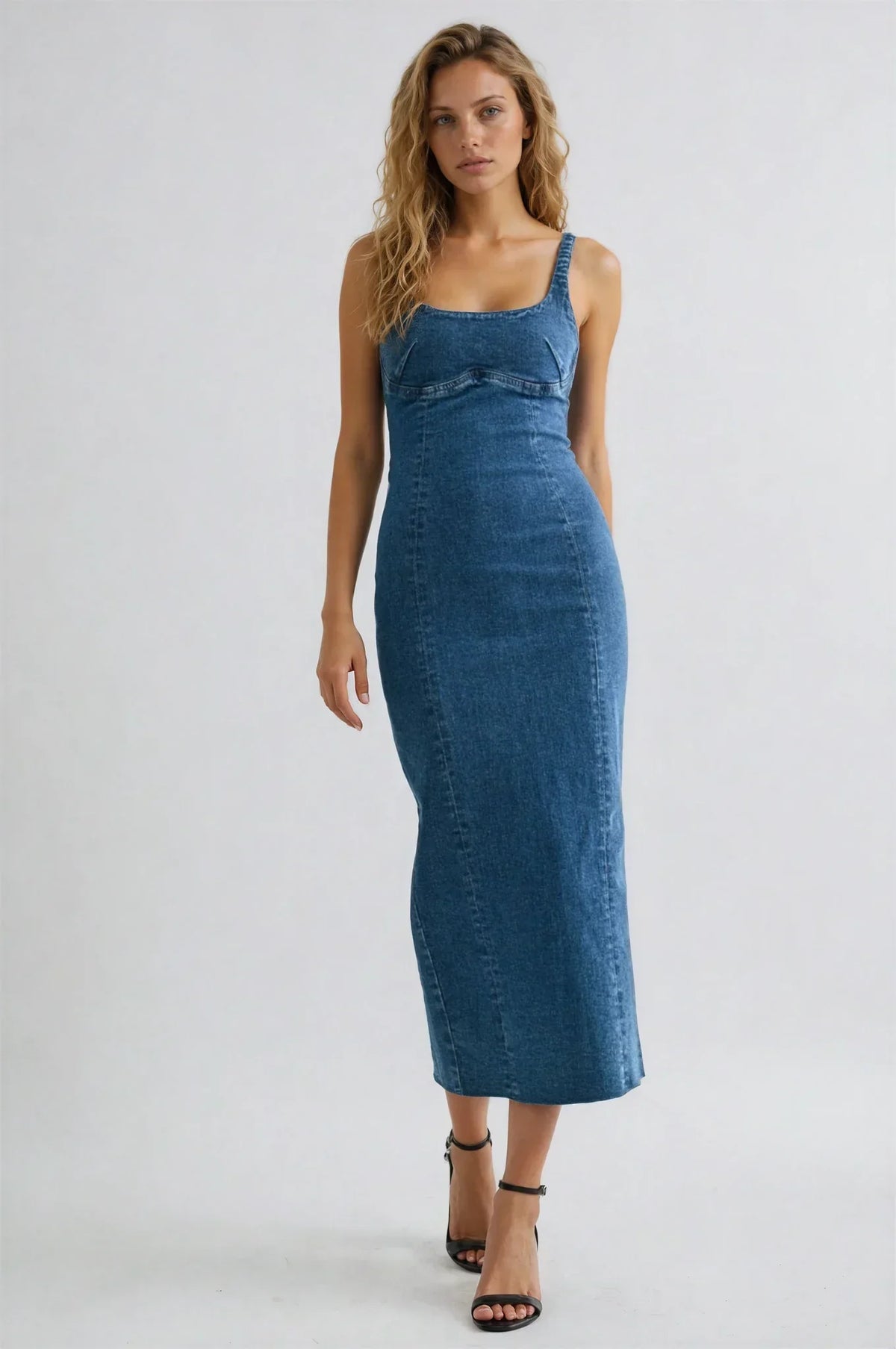 Blanche Seamed Denim Dress