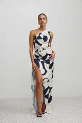 Samira Dress - Abstract Navy Print