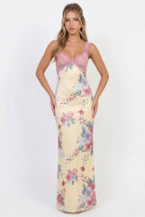 Sweet Tea Mesh Floral Maxi Dress