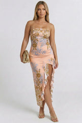 Make Your Entrance Ruffle Tube Maxi Dress - Large