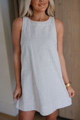 Porter Striped Mini Dress-Black/White