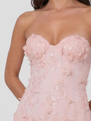 Floral Sequin & Bead Tulle Mini Dress