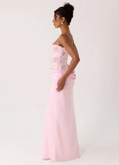 Euphoric Beaded Maxi Dress Pink