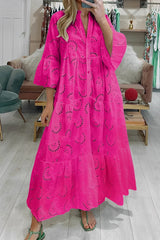 Bohemian Embroidered Cotton Maxi Dress - Lightweight, Flowy & Effortlessly Chic