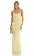 Lace Open Back Maxi Dress In Yellow