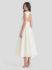 Timeless Hepburn Style Full Skirt Midi Dress