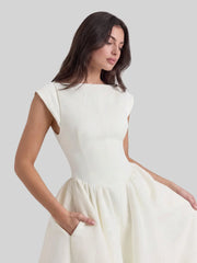 Timeless Hepburn Style Full Skirt Midi Dress