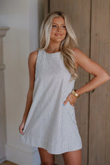 Porter Striped Mini Dress-Black/White
