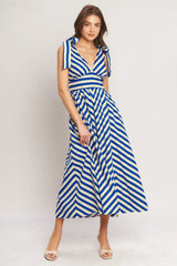 Blue Voyage Stripe Midi Dress