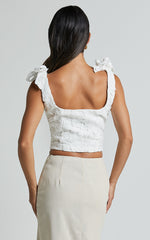 Artie Top - Tie Shoulder Lace Top in White