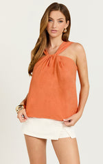 Avayah Top - Linen Twist Halter Neck in Burnt Orange