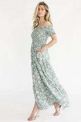 Payton Off Shoulder Maxi Dress | Dusty Sage