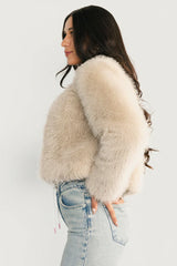 Alice Faux Fur Cropped Coat | Cream