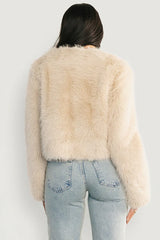 Alice Faux Fur Cropped Coat | Cream