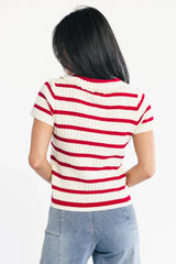 Molly Striped Collar Top | Red