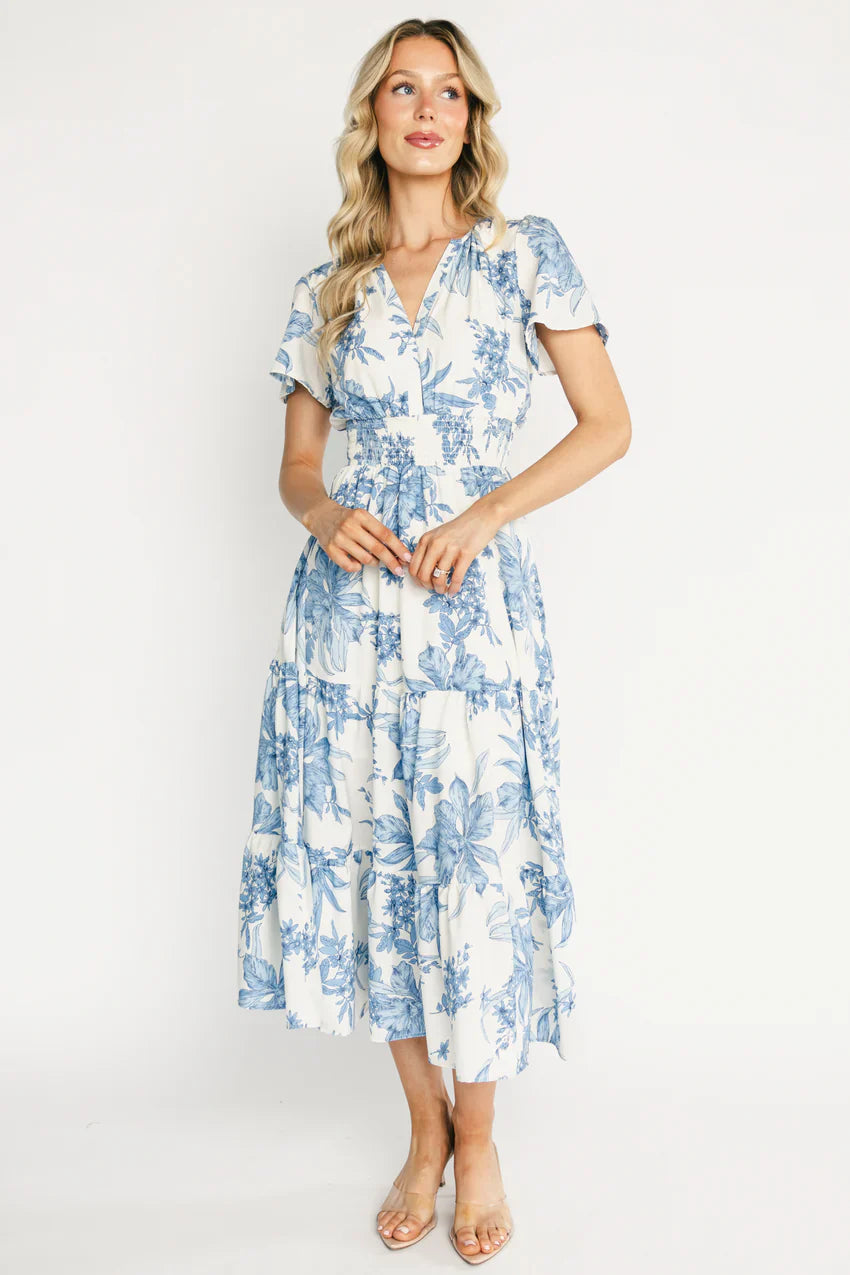 Holland Dress | Off White + Blue