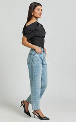 Bianca Top - Off Shoulder Draped Top in Black