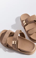 Billini - Amylee Slides with Hardware Detail in Light Cashew