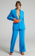 Bonnie Pants - High Waisted Tailored Wide Leg Pants in Blue