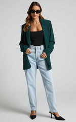 Caralina Blazer - Oversized Single Breasted Blazer in Forest Green