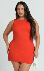 Bindi Boat Neck Bodycon Mini Dress in Orange