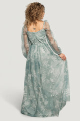 Nara Tulle Maxi Dress | Dusty Green Floral